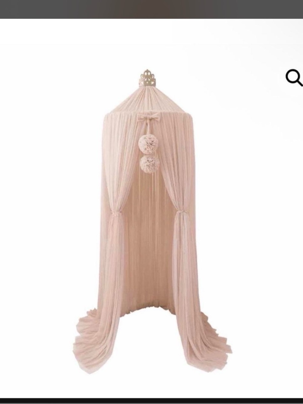 Dreamy Princess Bed Canopy with Pom Garland - Blush Pink